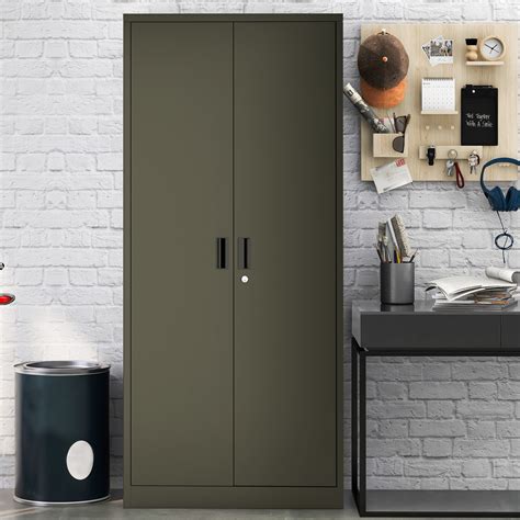 2-door 5 shelve steel cabinet|2 door metal locking cabinet.